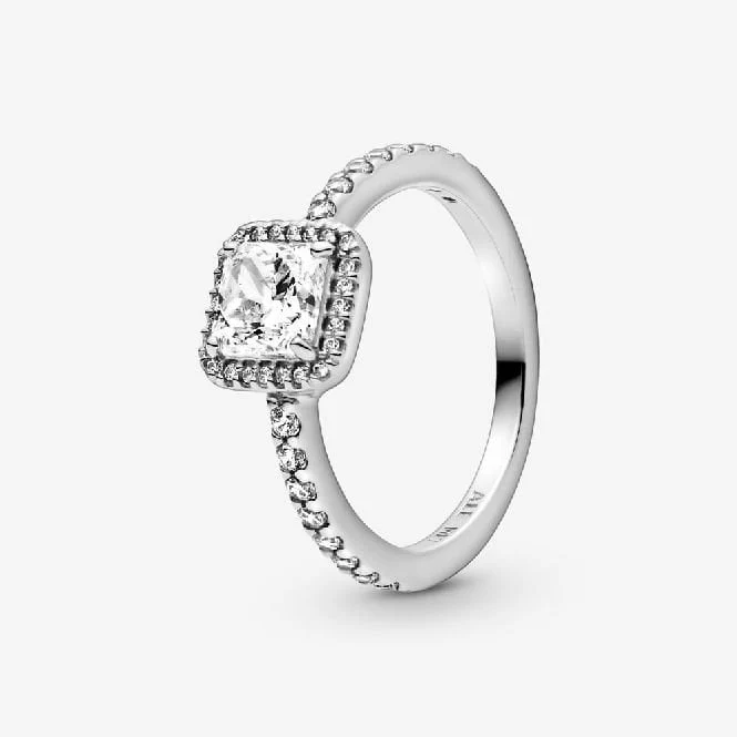 Square Sparkle Halo Ring, Size 48