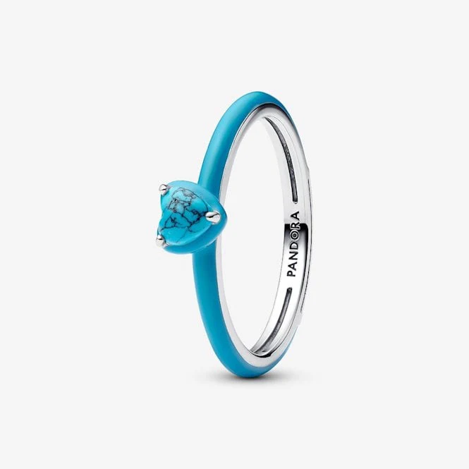 Turquoise Chakra Heart Ring, Size 58