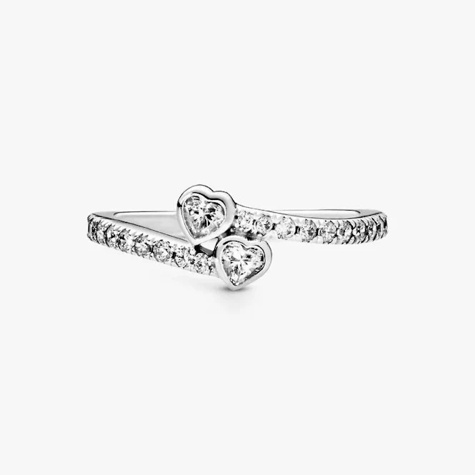 Two Sparkling Hearts Ring, Size 50 - Image 4