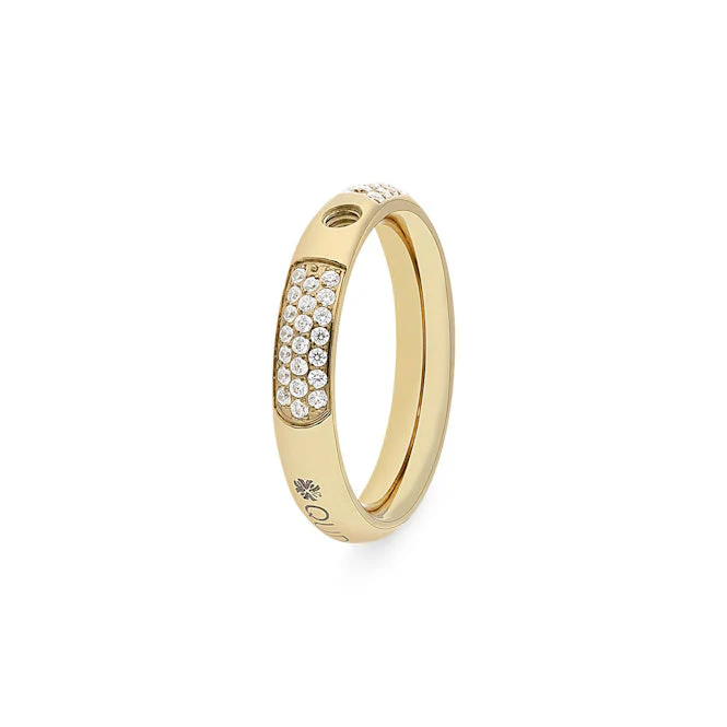 Deluxe Slim Gold and Clear Crystal Ring, Size 50