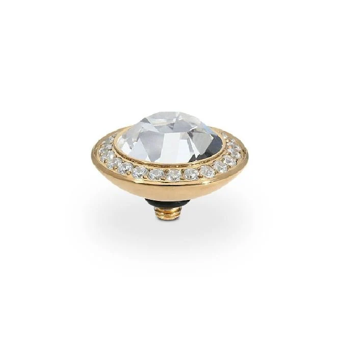 Tondo Deluxe Gold and Clear Crystal Crystal Ring Gem Top, 13mm