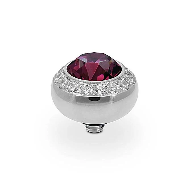 Tondo Deluxe Silver and Purple Amethyst Ring Gem Top, 10mm
