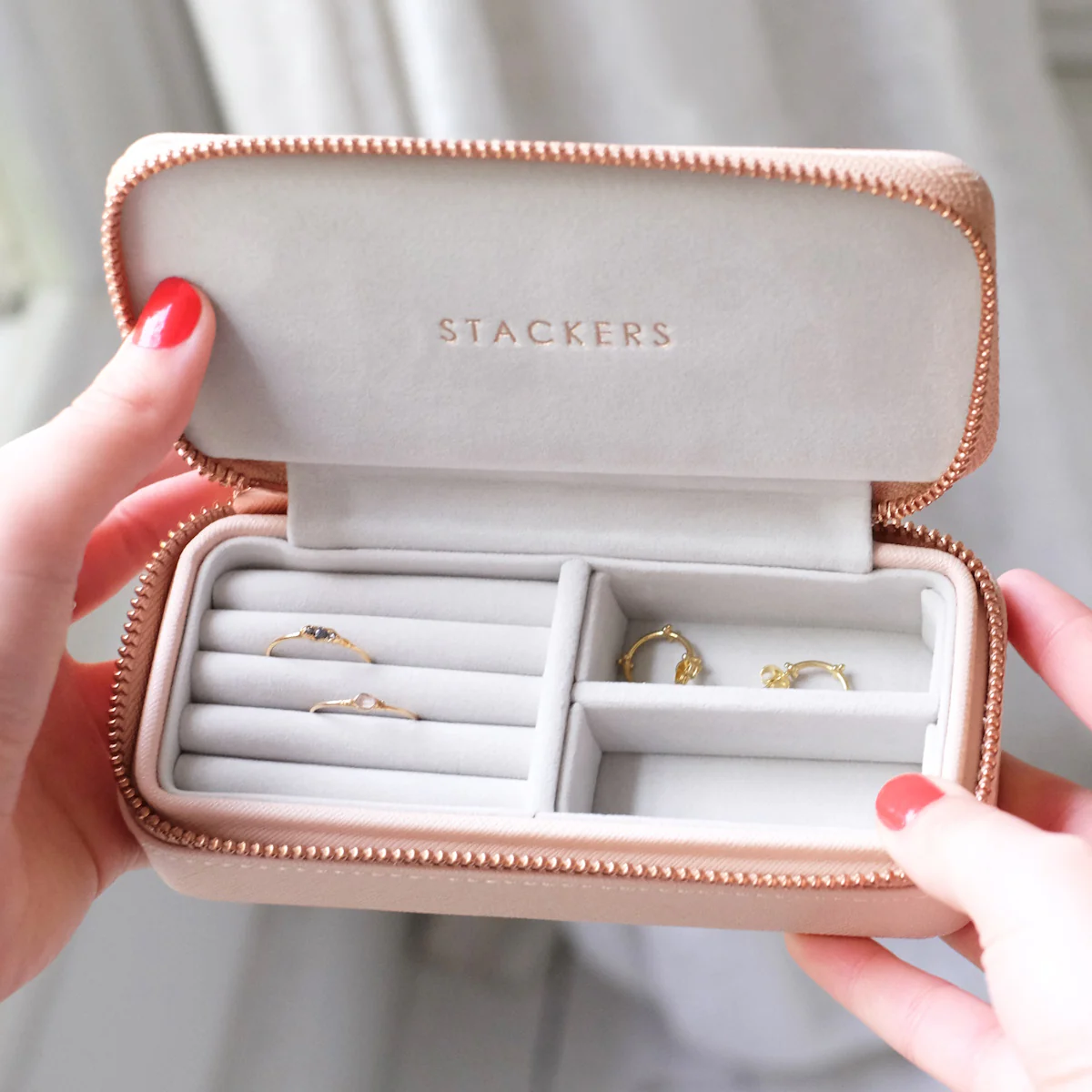 Blush Pink Zipped Medium Travel Jewellery Box - Image 2