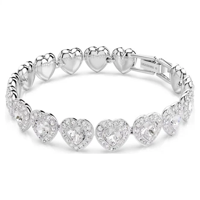 Ariana Grande x Swarovski Heart Tennis Bracelet with Mixed Cuts & White Crystal in Rhodium Silver