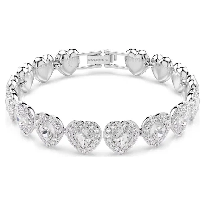 Ariana Grande x Swarovski Heart Tennis Bracelet with Mixed Cuts & White Crystal in Rhodium Silver - Image 4