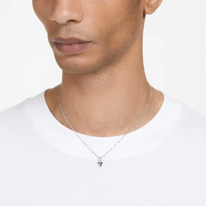 Chroma Pendant Necklace with Triangle-Cut Grey Crystal in Rhodium Silver - Image 2