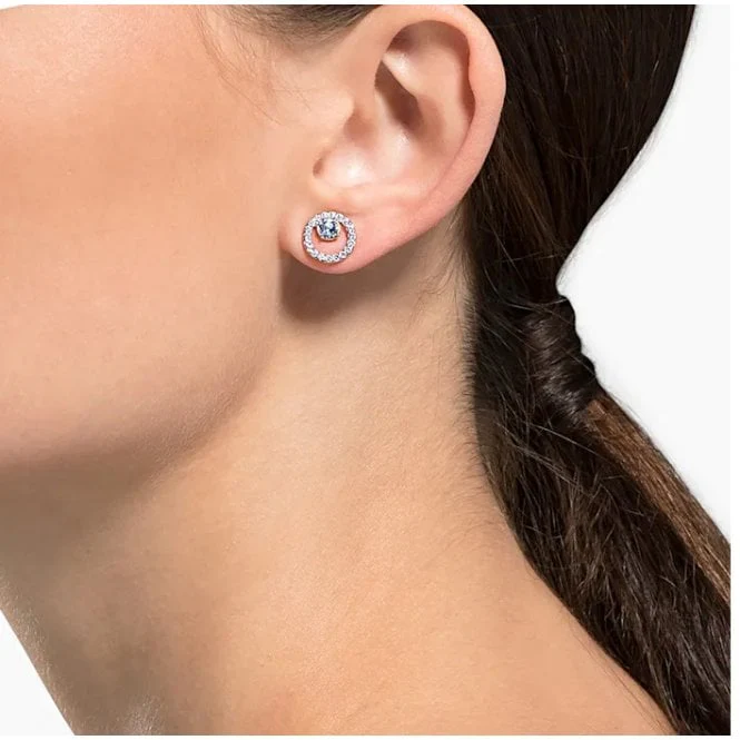 Constella Circle White Crystal Earrings in Rhodium Silver - Image 2
