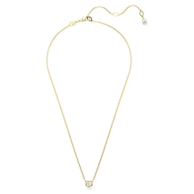 Imber Pendant Necklace with Round-Cut White Crystal in Gold - Image 2
