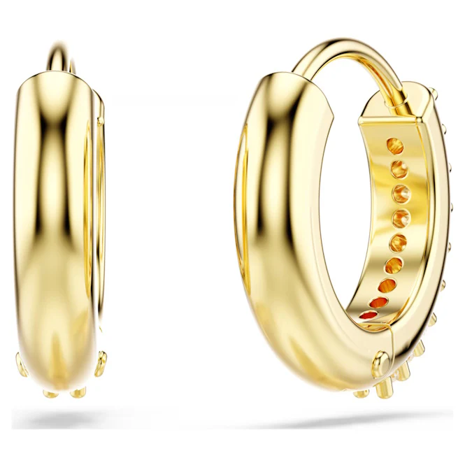 Matrix Hoop Earrings with Round-Cut White Crystal in Gold - Image 4