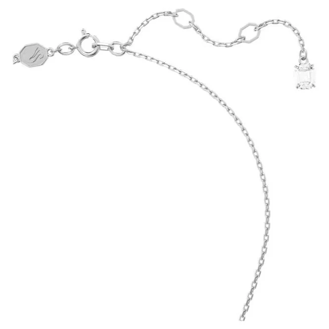 Matrix Pendant Necklace with Mixed-Cut White Crystal Hearts in Rhodium Silver - Image 3