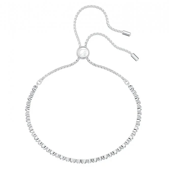 Matrix Tennis White Crystal Bracelet in Rhodium Silver - Image 2