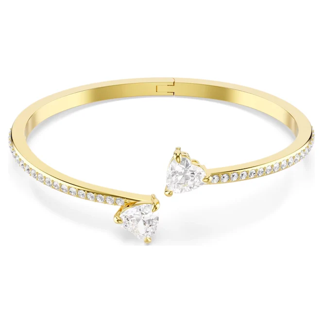 Mesmera Heart Bangle with White Crystal in Gold - Image 4