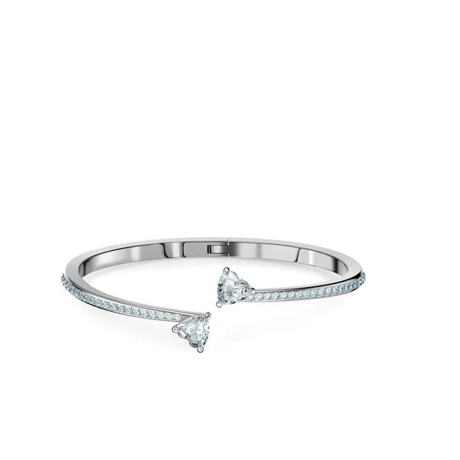 Mesmera Soul Heart Bangle in Rhodium Silver