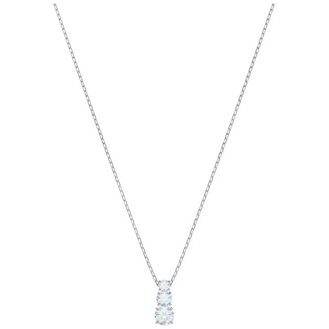 Stilla Attract Trilogy White Crystal Pendant Necklace in Rhodium Silver