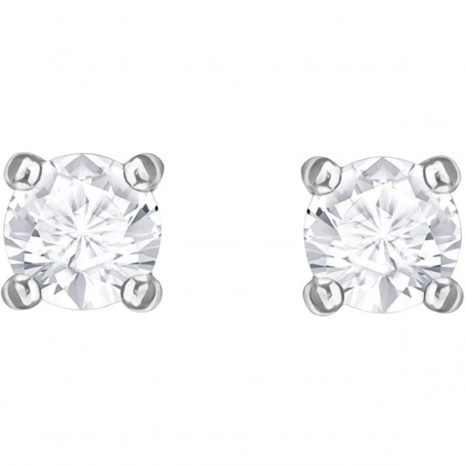 Stilla Attract White Crystal Stud Earrings in Rhodium Silver
