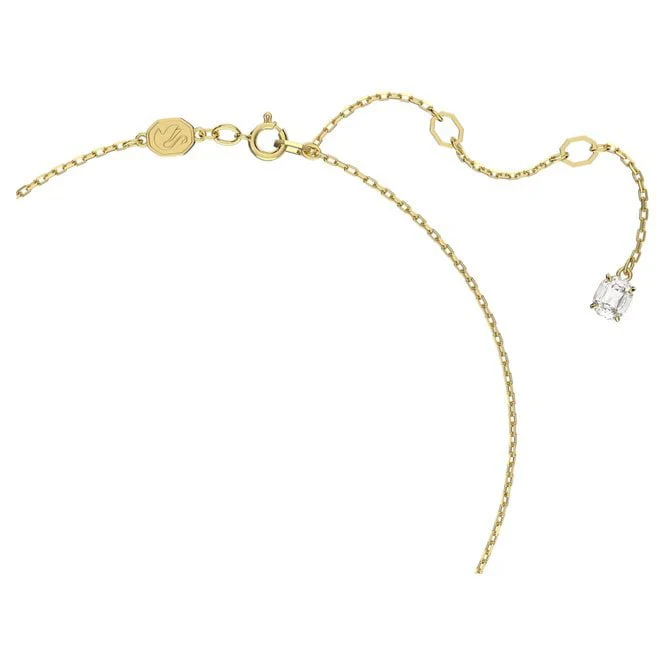 Stilla Pendant Necklace with Round-Cut White Crystal in Gold - Image 3