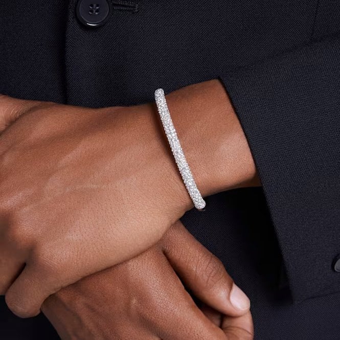 Sublima Bangle with Snow Pave Crystal in Rhodium Silver - Image 4