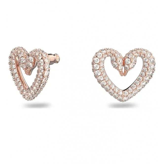 Sublima Small Heart Stud Earrings with White Crystal in Rose Gold - Image 2