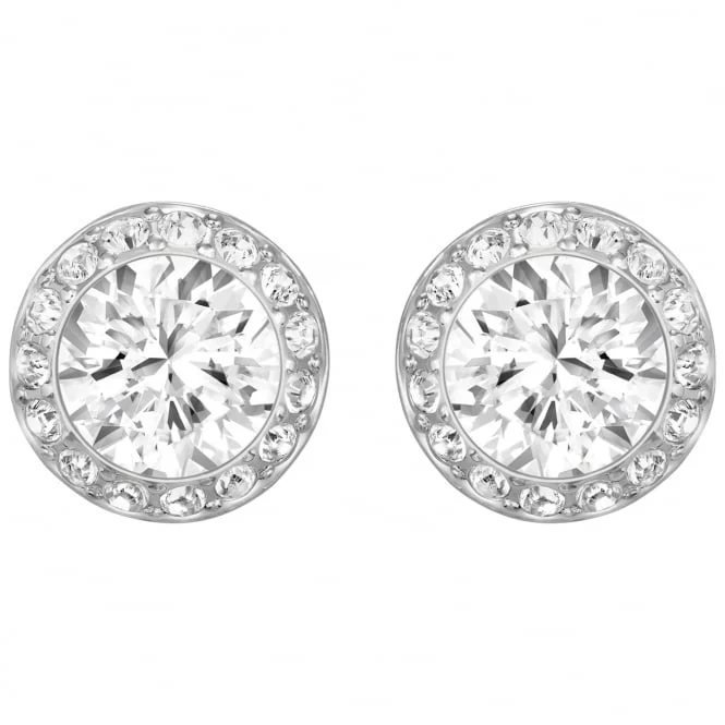 Una Angelic White Crystal Pave Earrings in Rhodium Silver