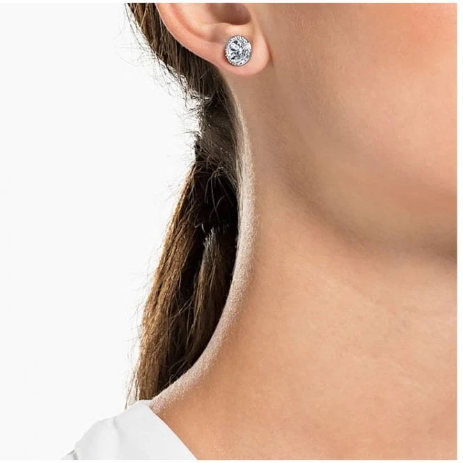 Una Angelic White Crystal Pave Earrings in Rhodium Silver - Image 2