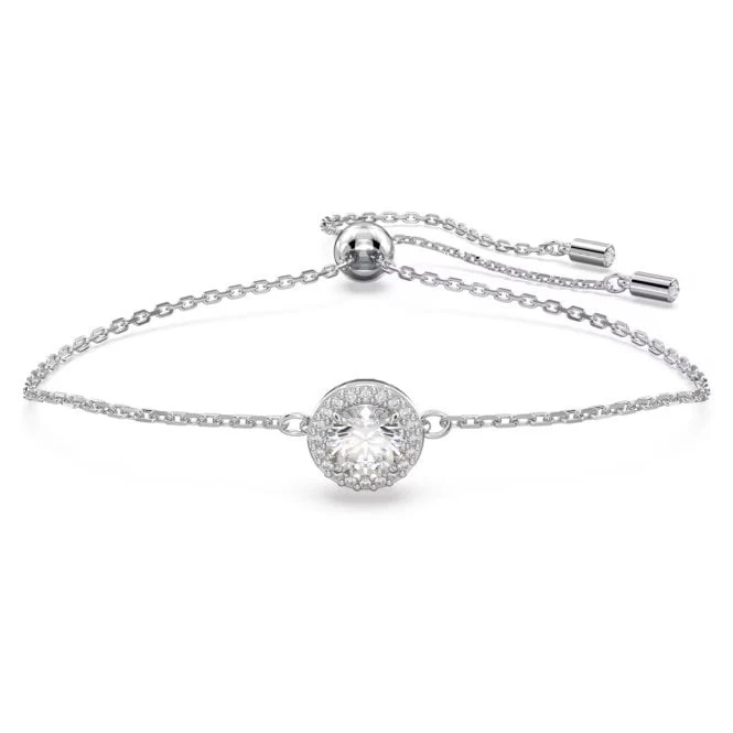 Una Bracelet with Round-Cut White Crystal Pave in Rhodium Silver