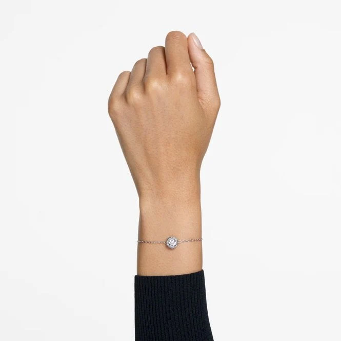 Una Bracelet with Round-Cut White Crystal Pave in Rhodium Silver - Image 4