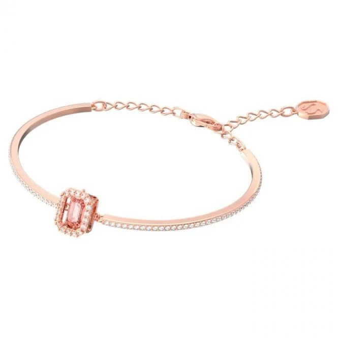 Una Octagon Cut Bangle with Pink Crystal in Rose Gold - Image 2