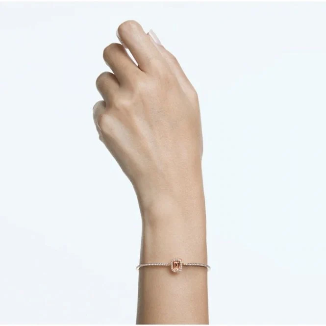 Una Octagon Cut Bangle with Pink Crystal in Rose Gold - Image 3